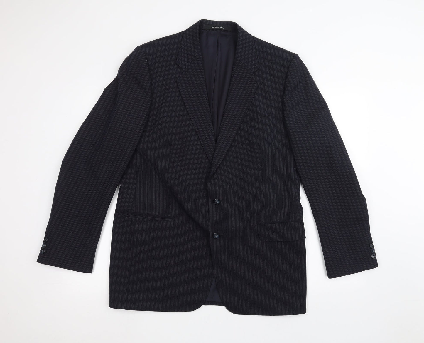 Preworn Mens Black Striped  Jacket Suit Jacket Size 42