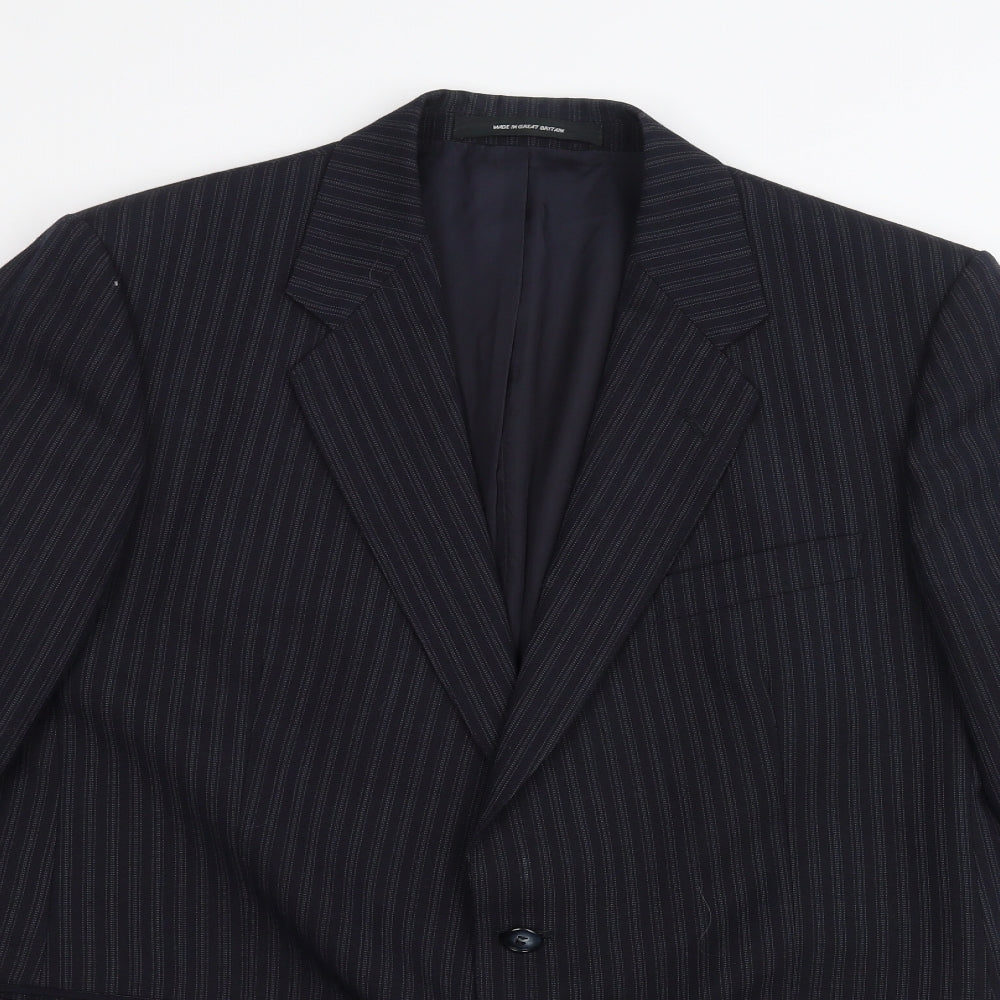 Preworn Mens Black Striped  Jacket Suit Jacket Size 42