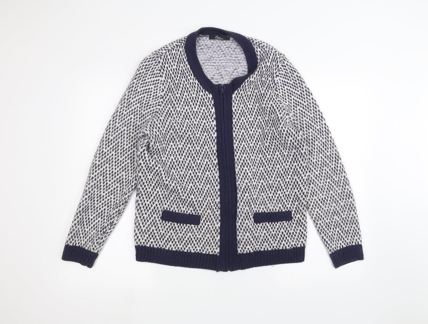 BM Womens White   Full Zip Jumper Size M