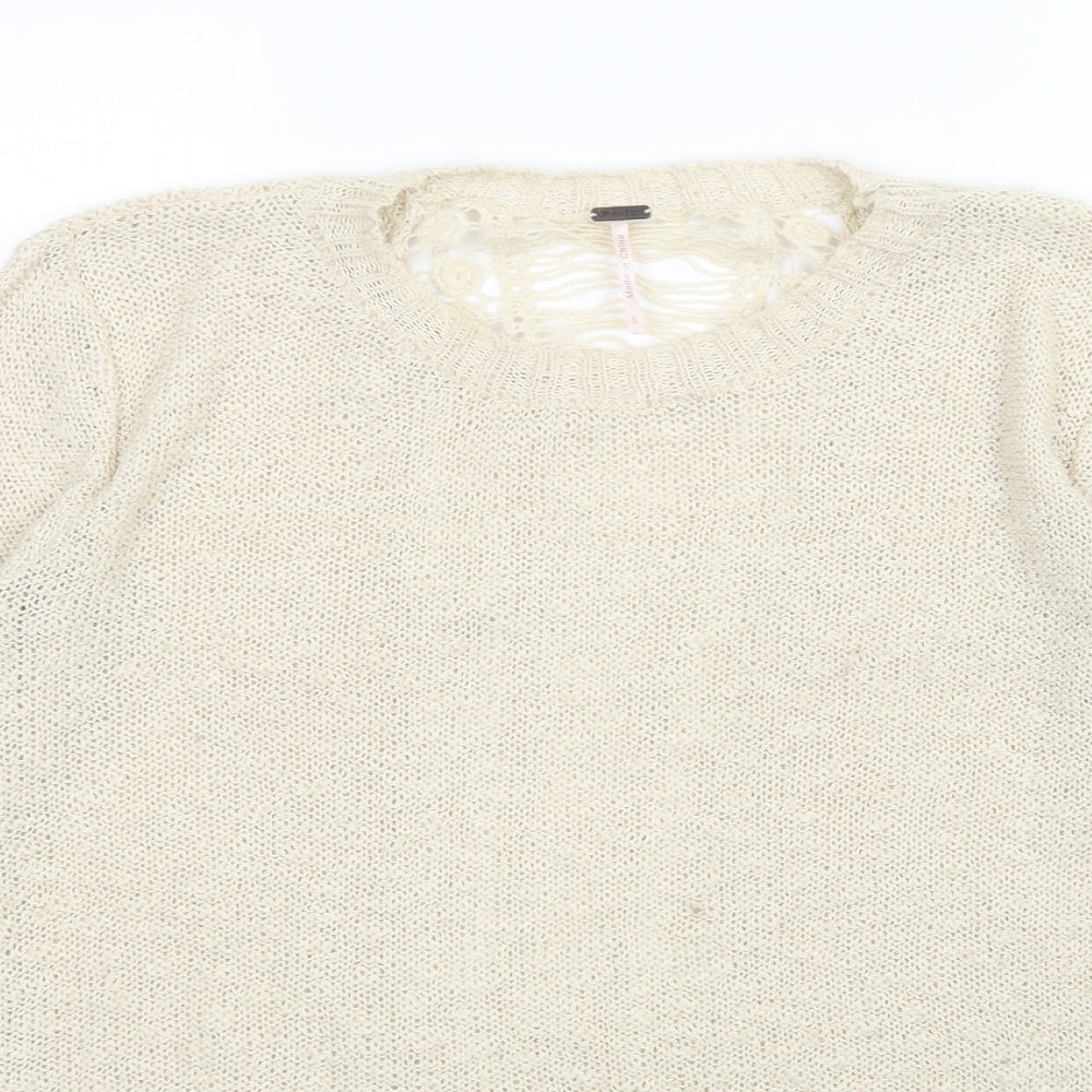 Poof Womens Beige   Pullover Jumper Size S