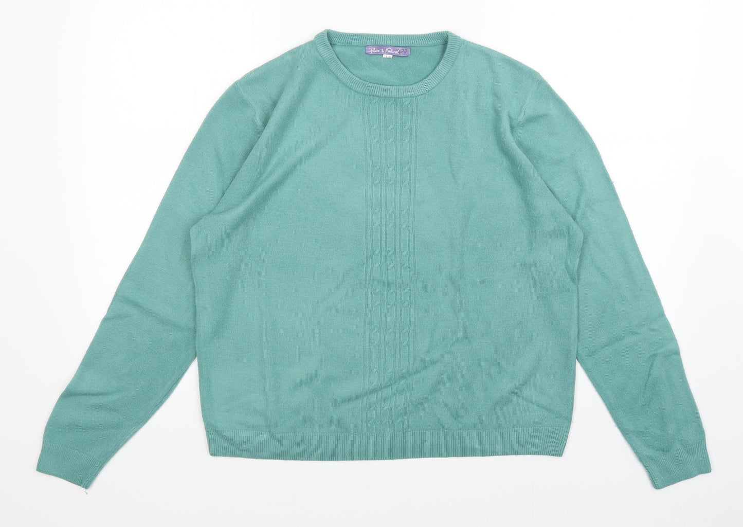 pure & Natural Womens Green   Pullover Jumper Size 14