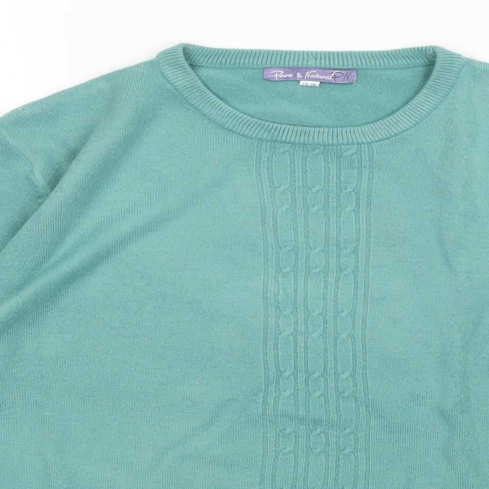 pure & Natural Womens Green   Pullover Jumper Size 14