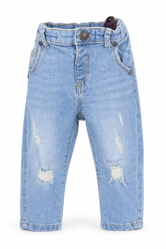 Front view of Preworn Baby Blue Jeans, size 6-9, Months