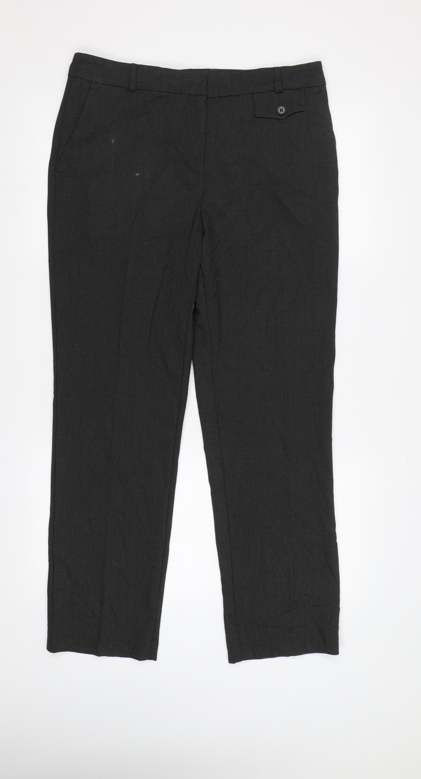 M&S Womens Black Plaid  Trousers  Size 12 L28 in