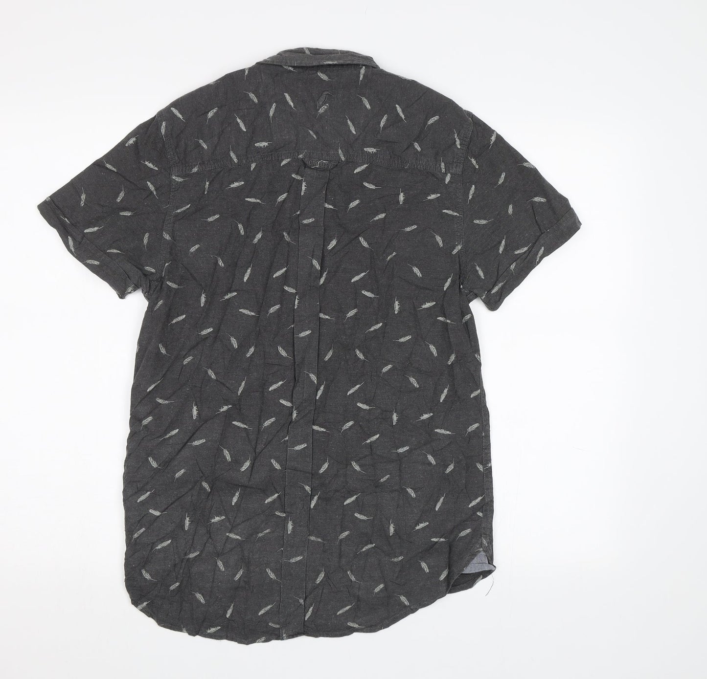 Croxley Mens Grey    Button-Up Size S  - Feather Print