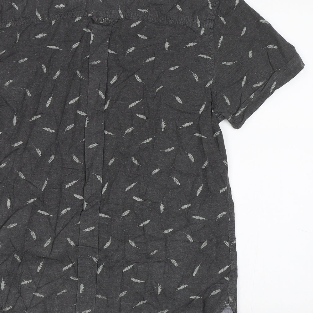 Croxley Mens Grey    Button-Up Size S  - Feather Print