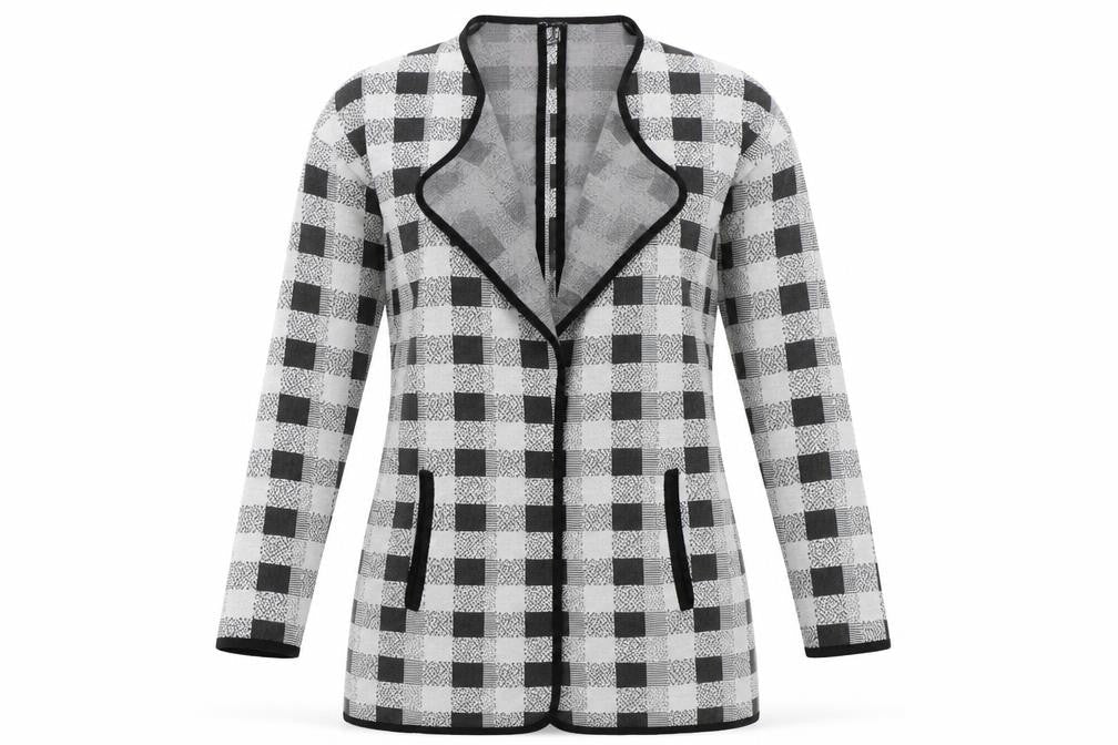 Primark Womens Grey Check  Cardigan Jumper Size 8