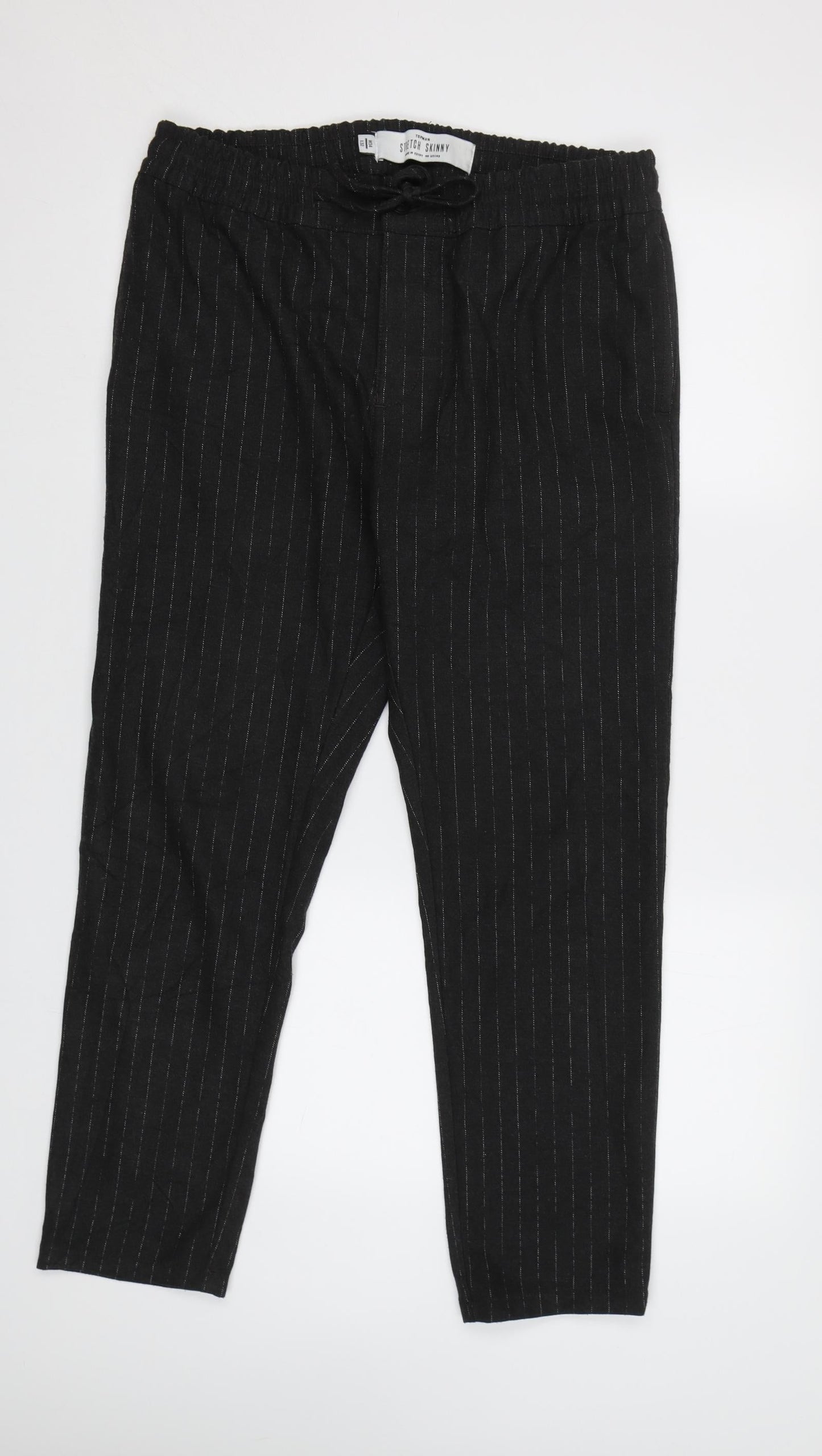 Topman Mens Grey Striped  Trousers  Size 32 L32 in