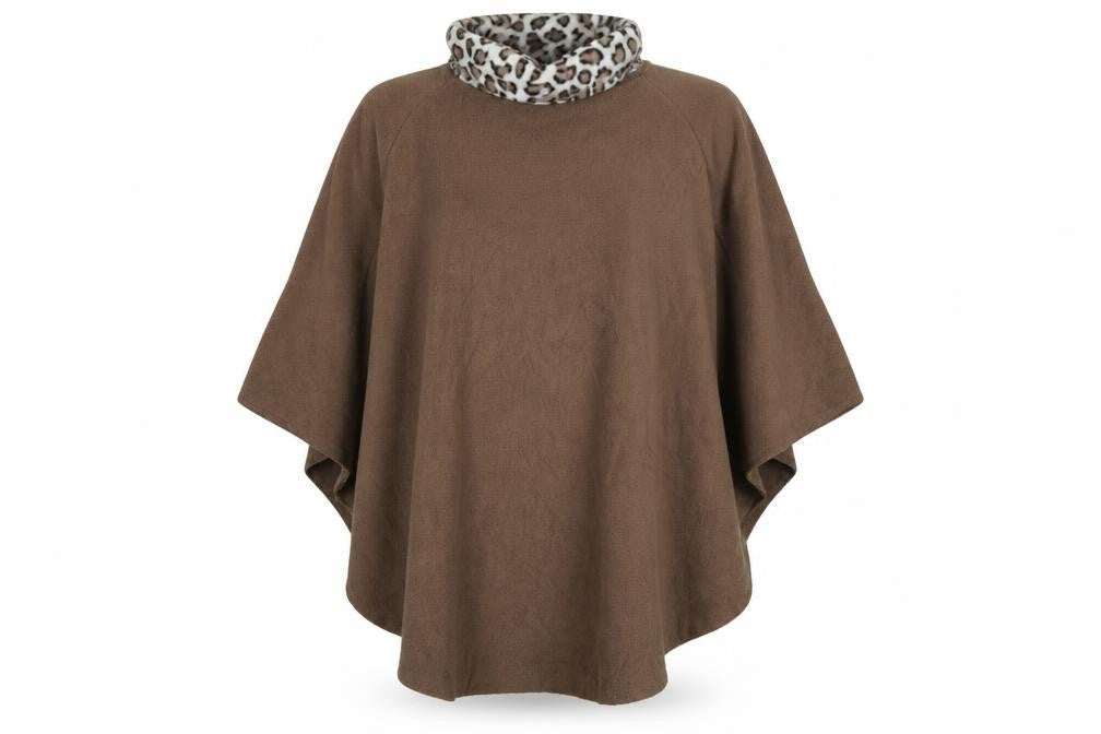 Preworn Womens Brown Animal Print  Parka Poncho One Size