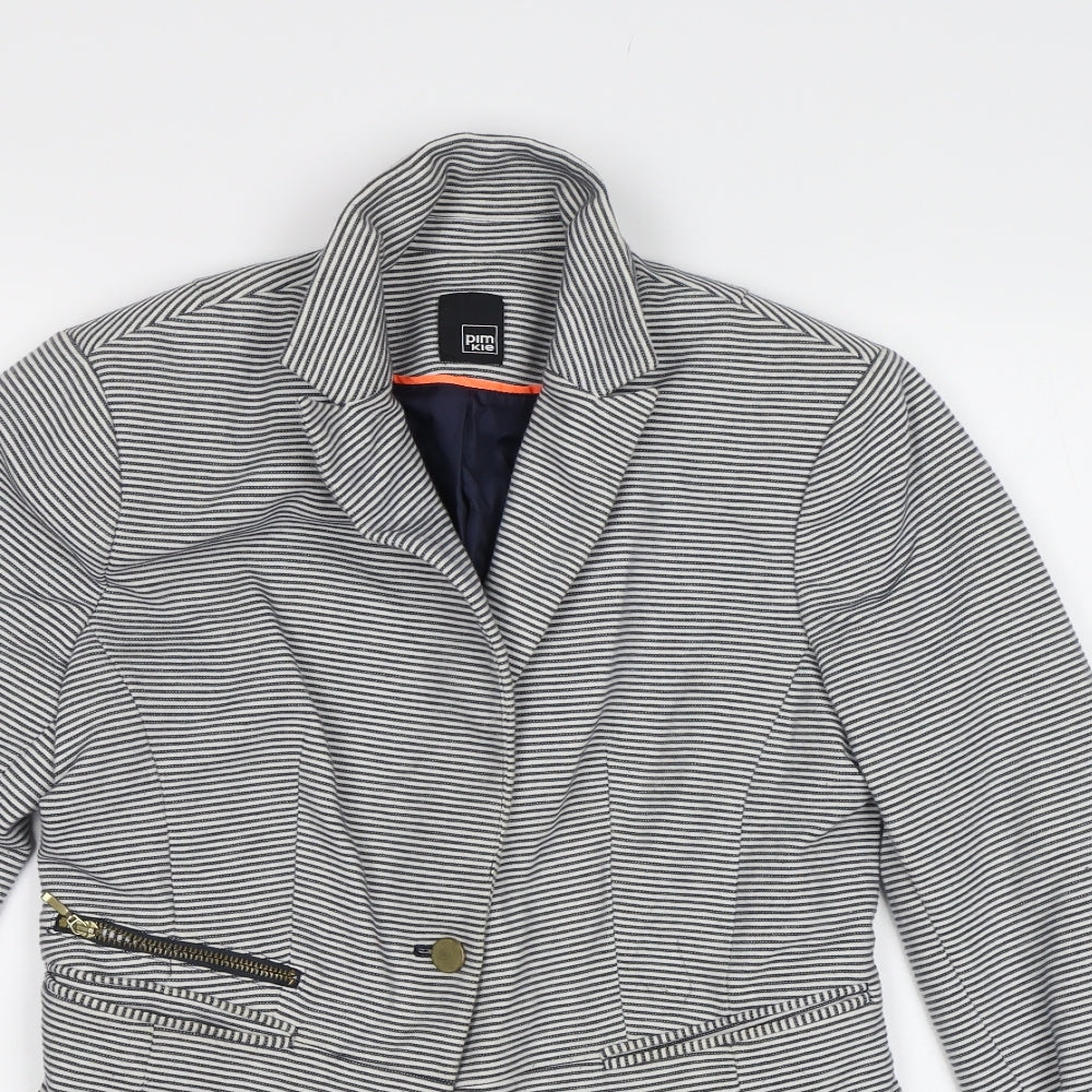 Pimkie Womens Blue Striped  Jacket Blazer Size 12