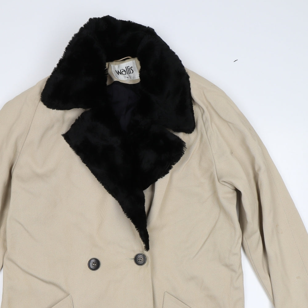 Wallis Womens Beige   Overcoat Coat Size 8