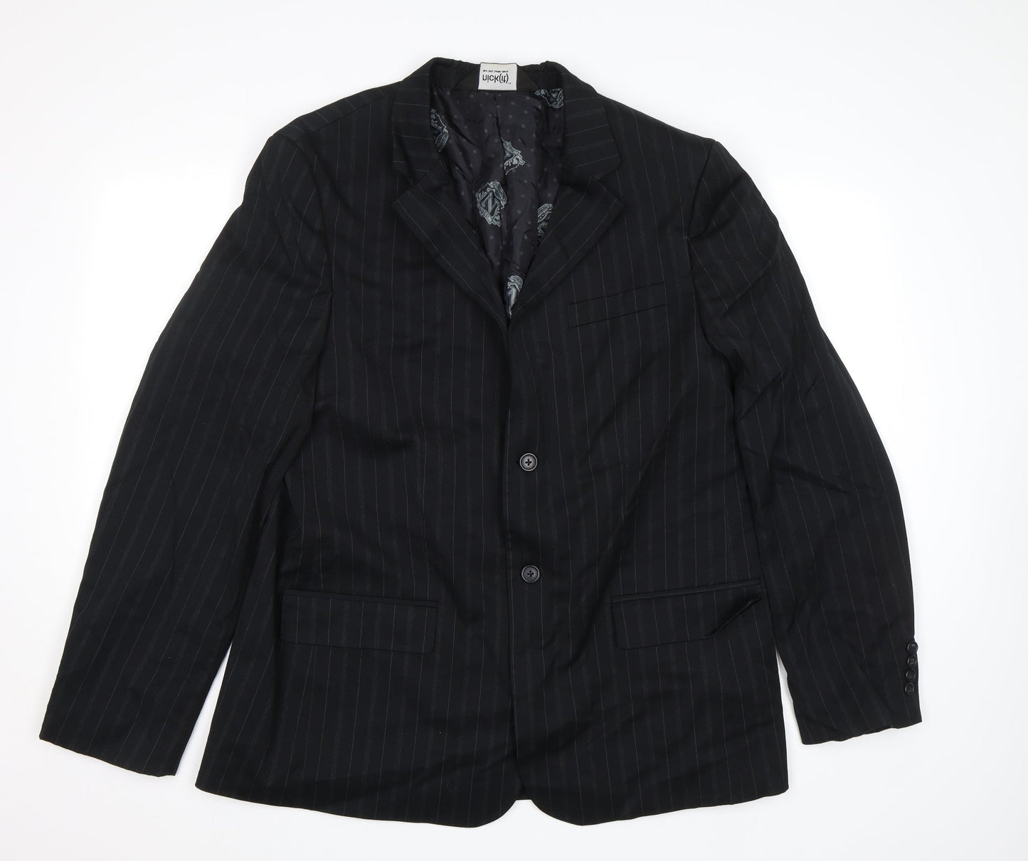 Nick(it) Mens Black Striped  Jacket Blazer Size L