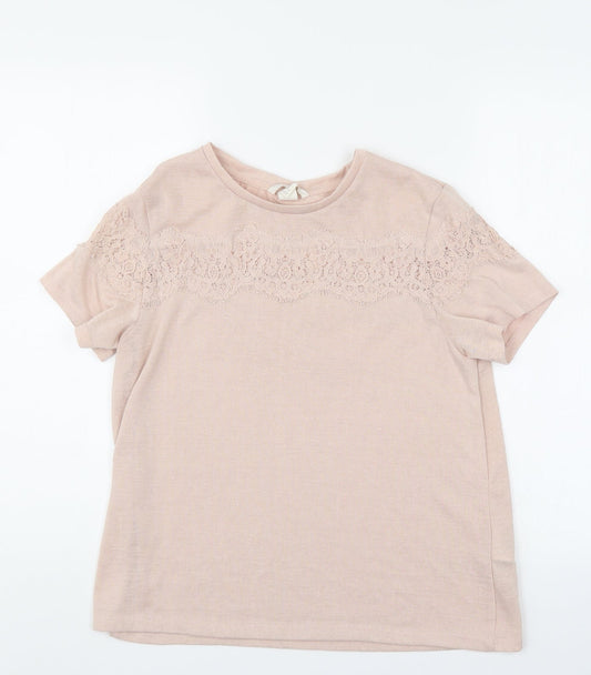 H&M Womens Ivory Floral  Jersey Blouse Size M