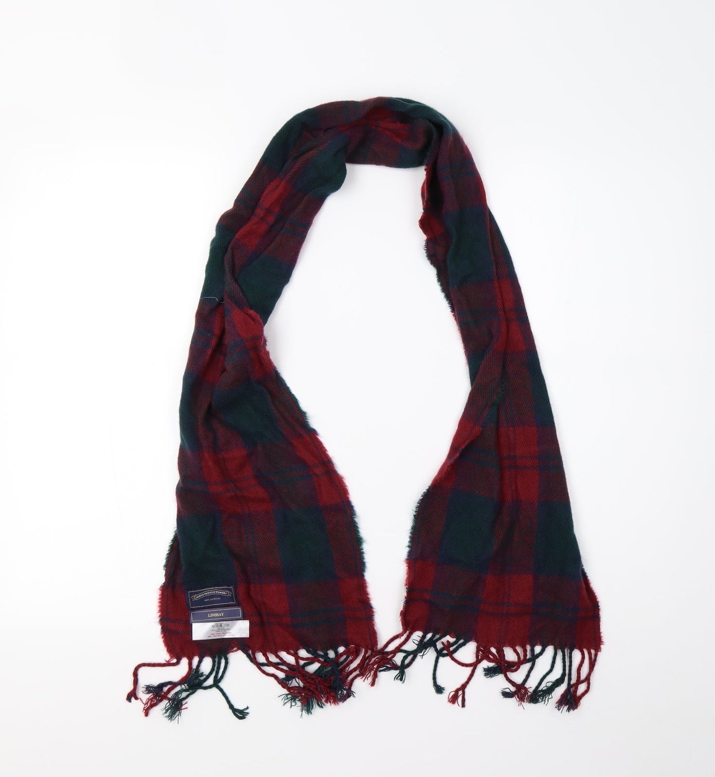 James Pringle Weavers Unisex Red Check   Scarf