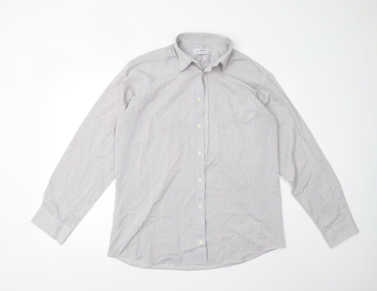 M&S Mens Grey    Button-Up Size 15.5