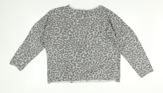 Mango Womens Grey Animal Print   T-Shirt Size 12