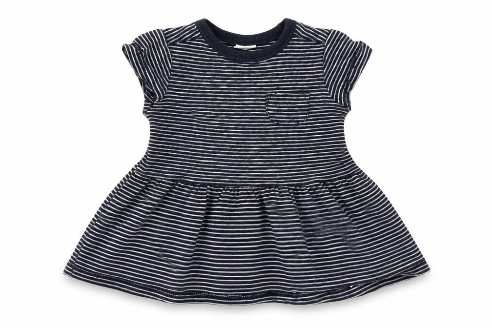 Front view of Next Baby Blue Striped Fit & Flare, size 3-6, Months