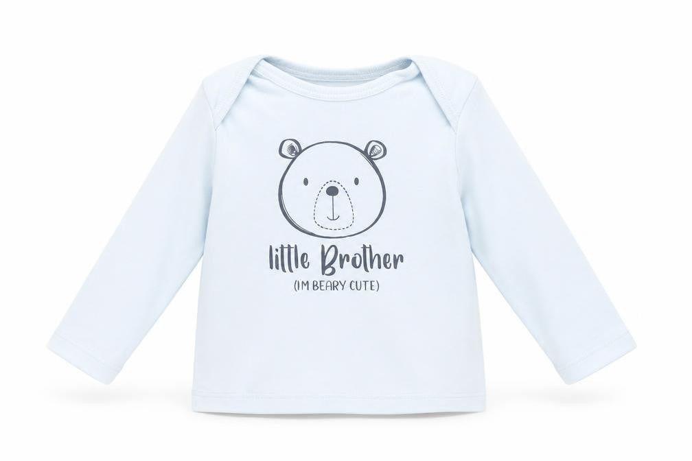 Front view of M&Co Blue Basic T-Shirt, size 3-6, Months - Little brother