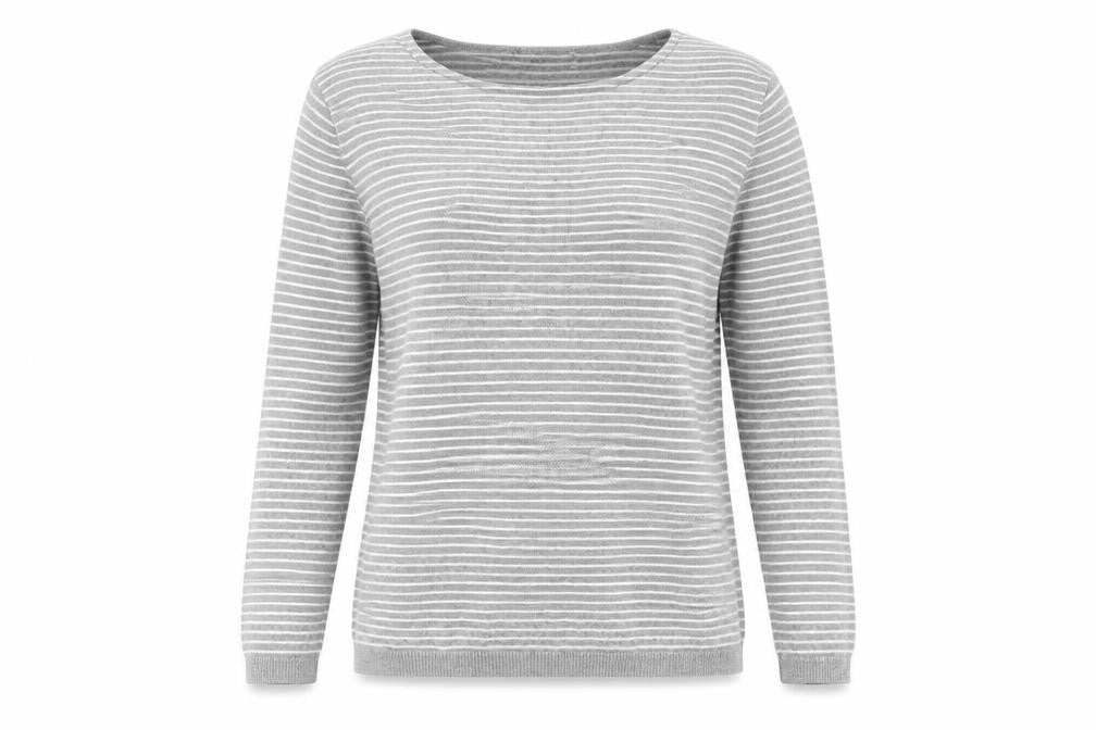 Marks and Spencer Womens Grey Striped  Pullover Jumper Size S