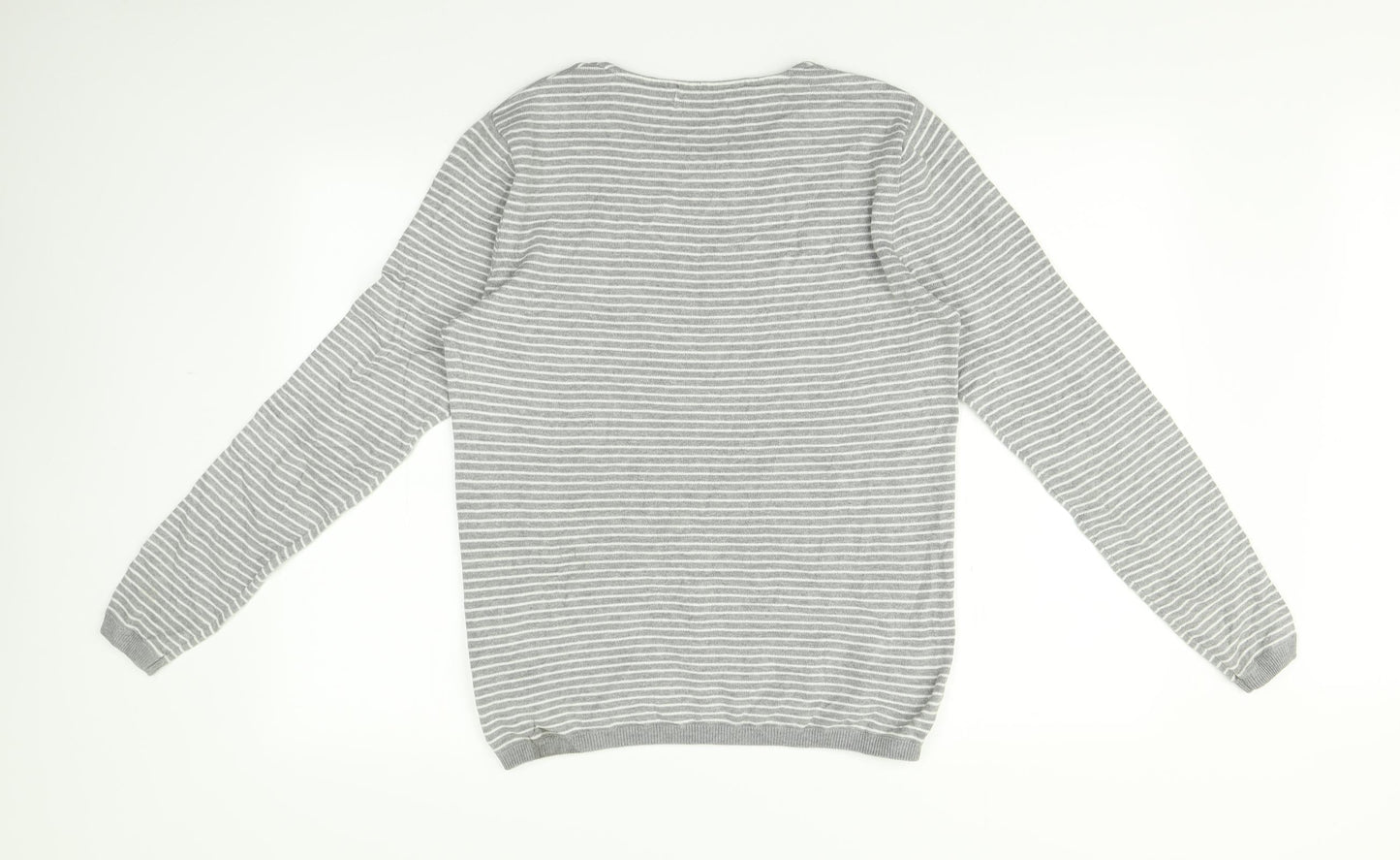 Marks and Spencer Womens Grey Striped  Pullover Jumper Size S