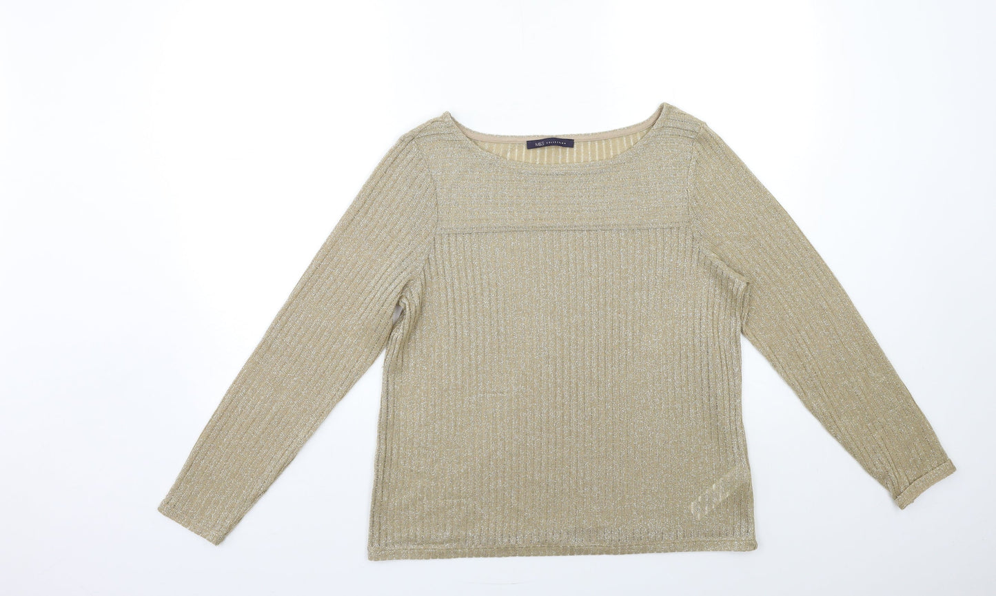 Marks and Spencer Womens Gold  Knit Pullover Jumper Size 12