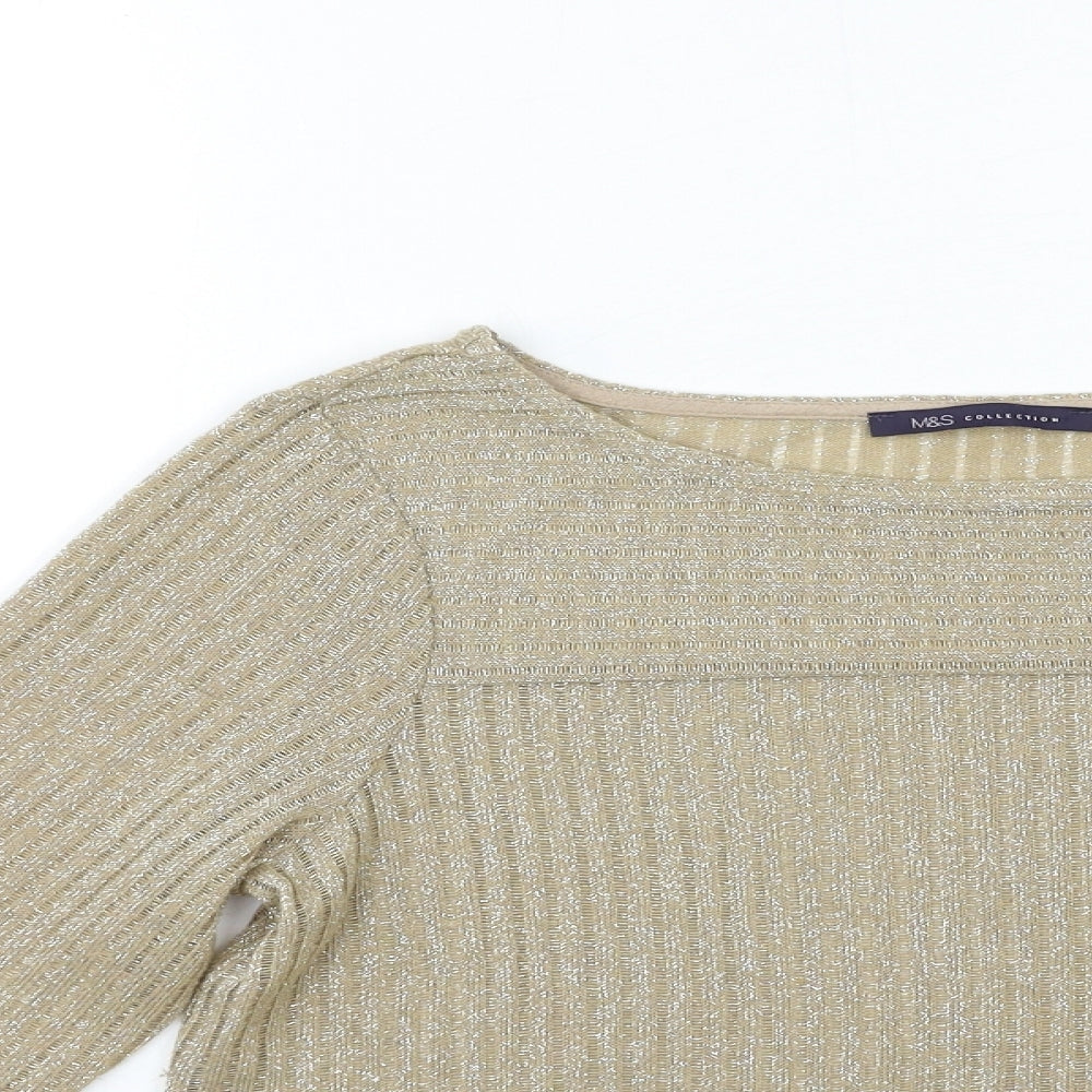 Marks and Spencer Womens Gold  Knit Pullover Jumper Size 12