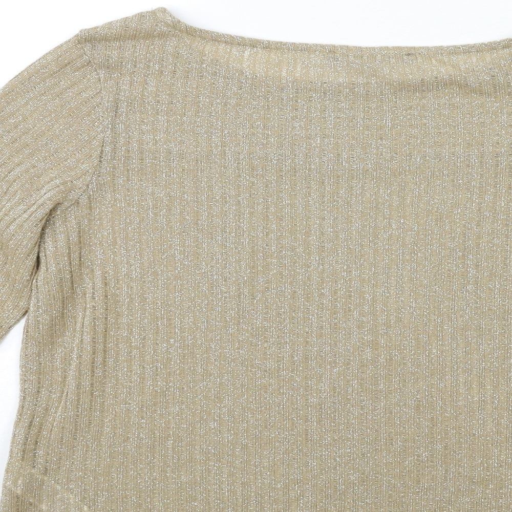 Marks and Spencer Womens Gold  Knit Pullover Jumper Size 12