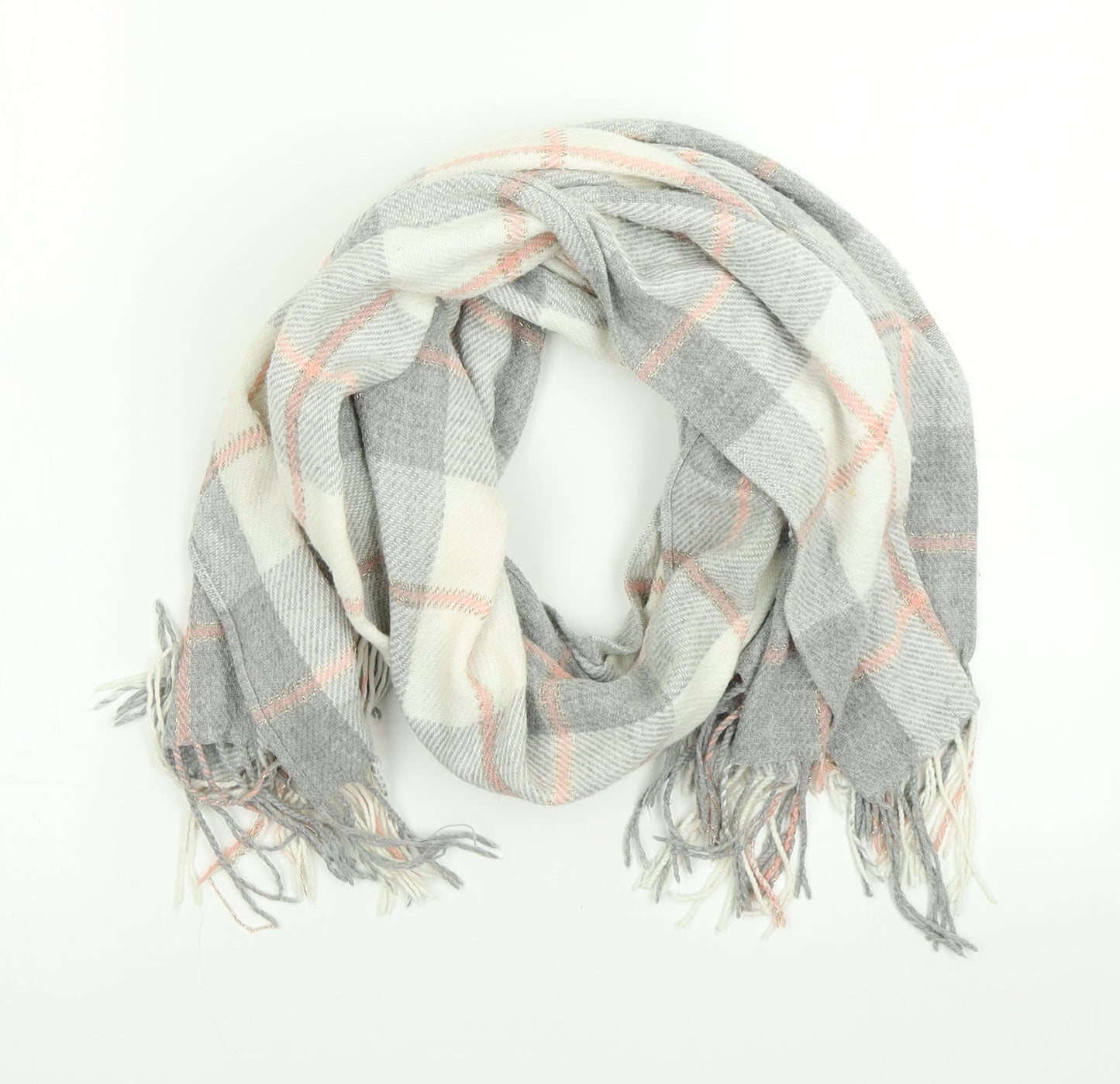 F&F Womens Grey Plaid Knit  Scarf