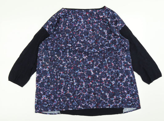 Monsoon Womens Blue Floral  Basic T-Shirt Size 14