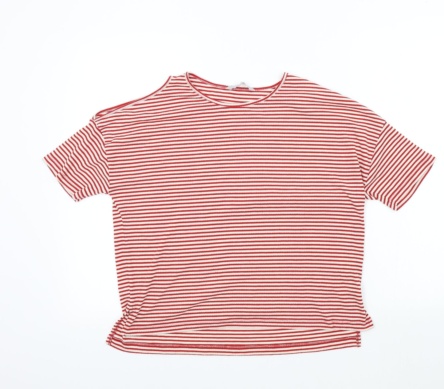 Red Herring Womens Red Striped  Basic T-Shirt Size 10