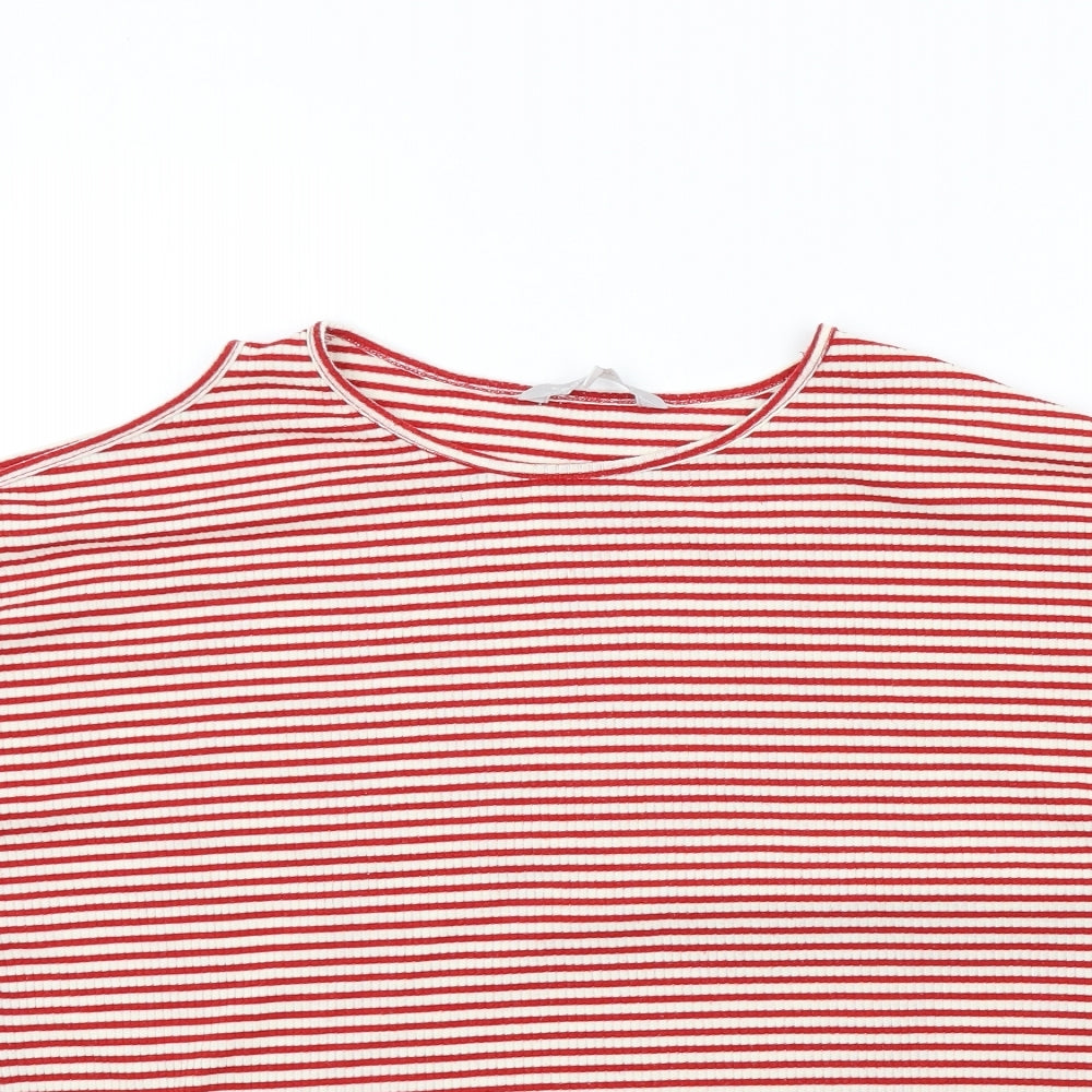 Red Herring Womens Red Striped  Basic T-Shirt Size 10