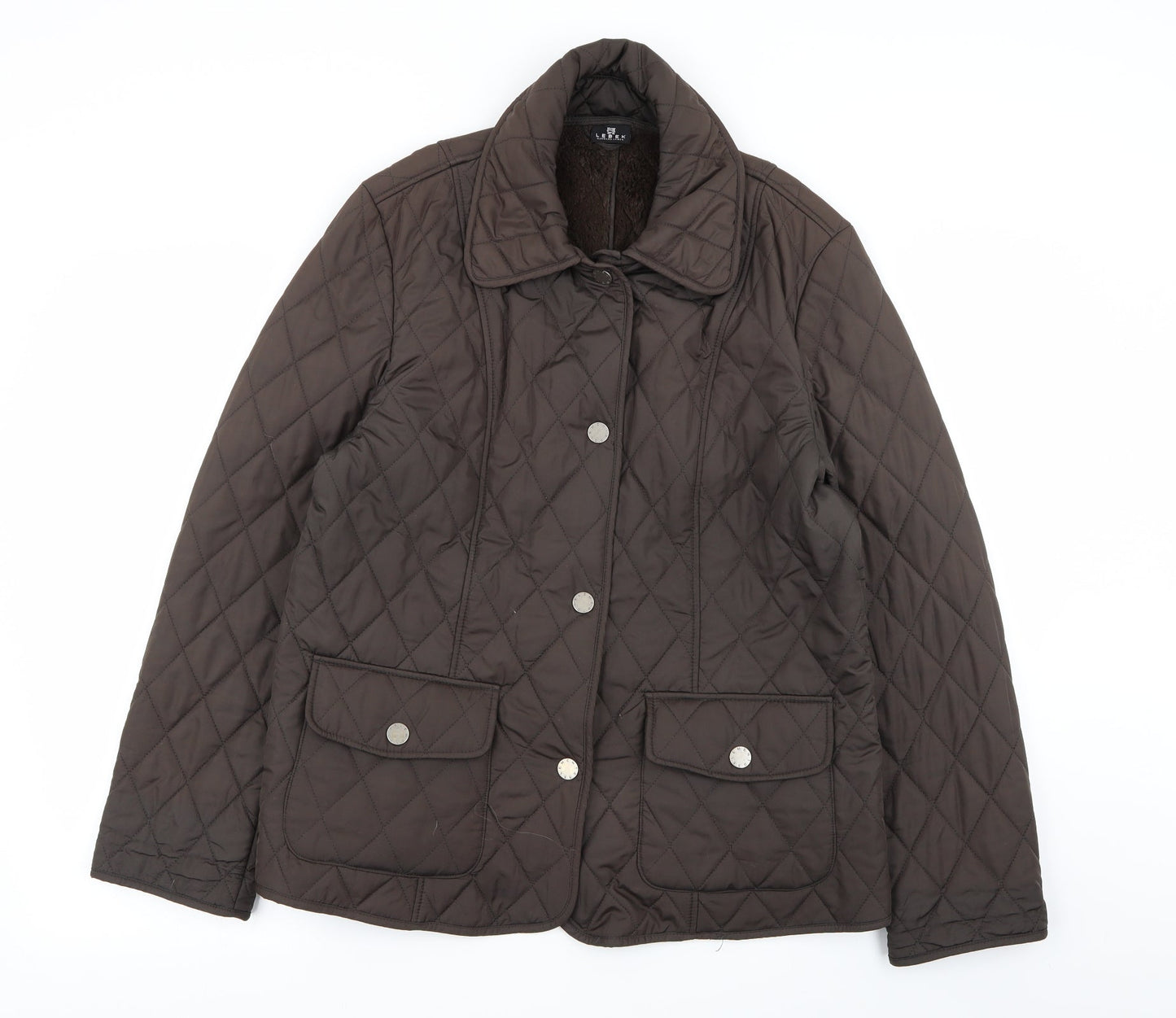 lebek Womens Brown Argyle/Diamond  Jacket Coat Size 12