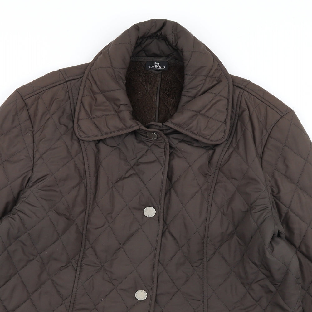 lebek Womens Brown Argyle/Diamond  Jacket Coat Size 12