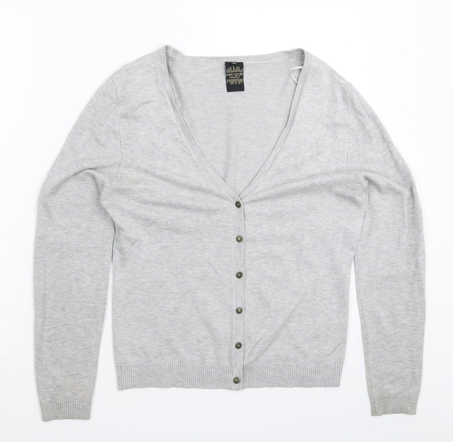 Metropolis Womens Grey  Knit Cardigan Jumper Size L