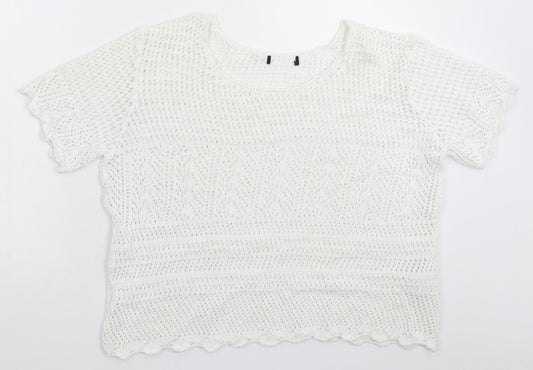 Atmosp Womens White  Knit Pullover Jumper Size 20