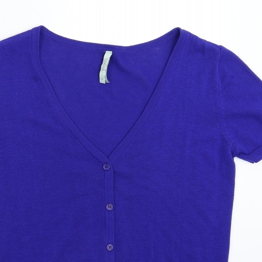 Maya Womens Blue  Knit Cardigan Jumper Size S