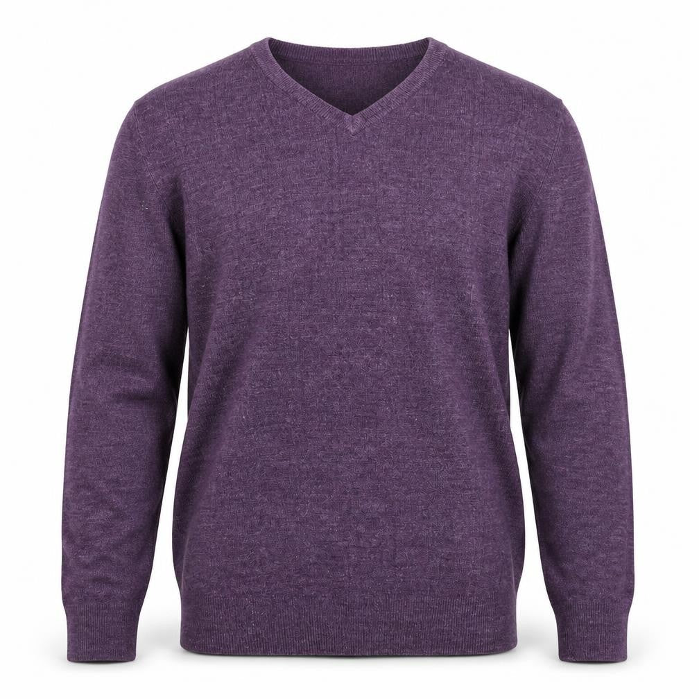 Front view of Thomas Nas men’s purple knit jumper, size S
