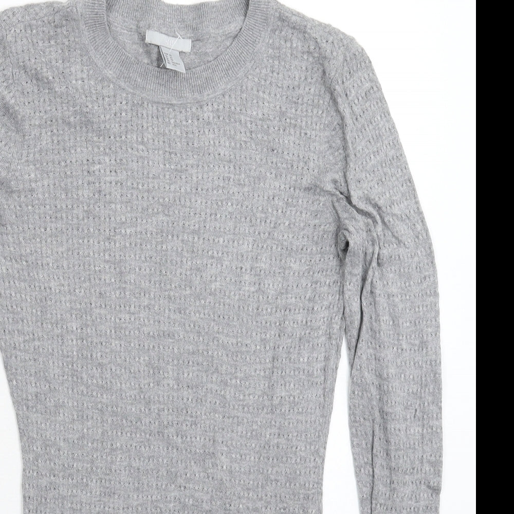 H&M Womens Grey  Knit Pullover Jumper Size XS