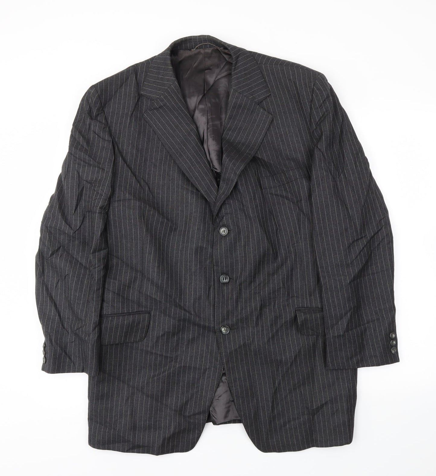Preworn Mens Grey Striped  Jacket Blazer Size 42