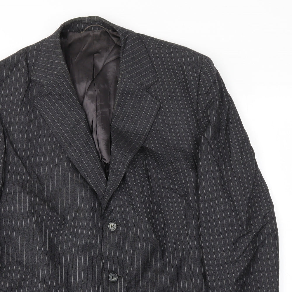 Preworn Mens Grey Striped  Jacket Blazer Size 42