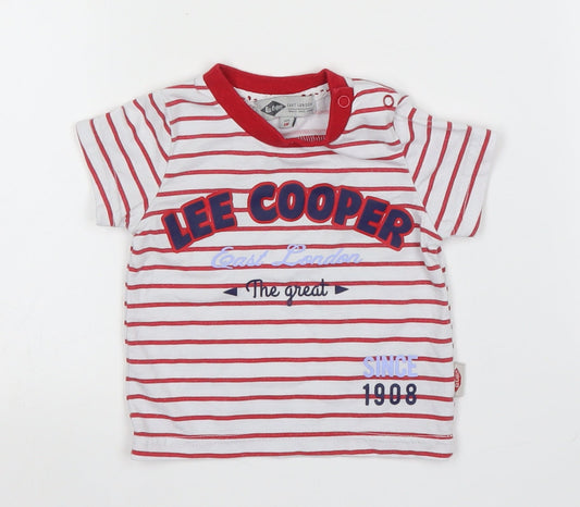 Lee Cooper Boys White Striped  Basic T-Shirt Size 3-6 Months
