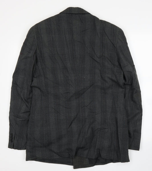 Brentoni Mens Grey Plaid  Jacket Suit Jacket Size 40