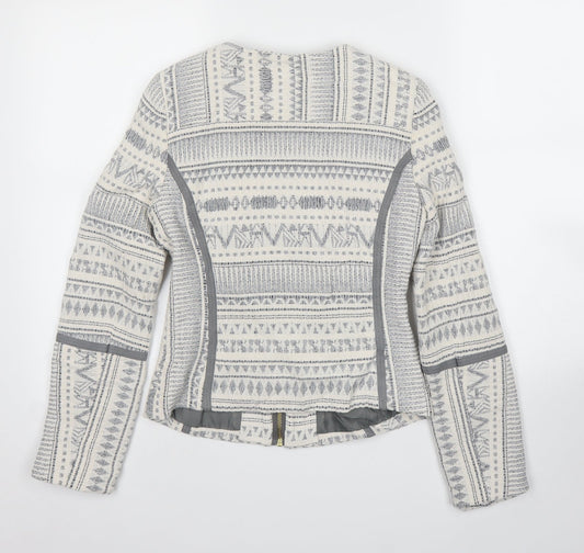 H&M Womens White Geometric  Jacket  Size XS