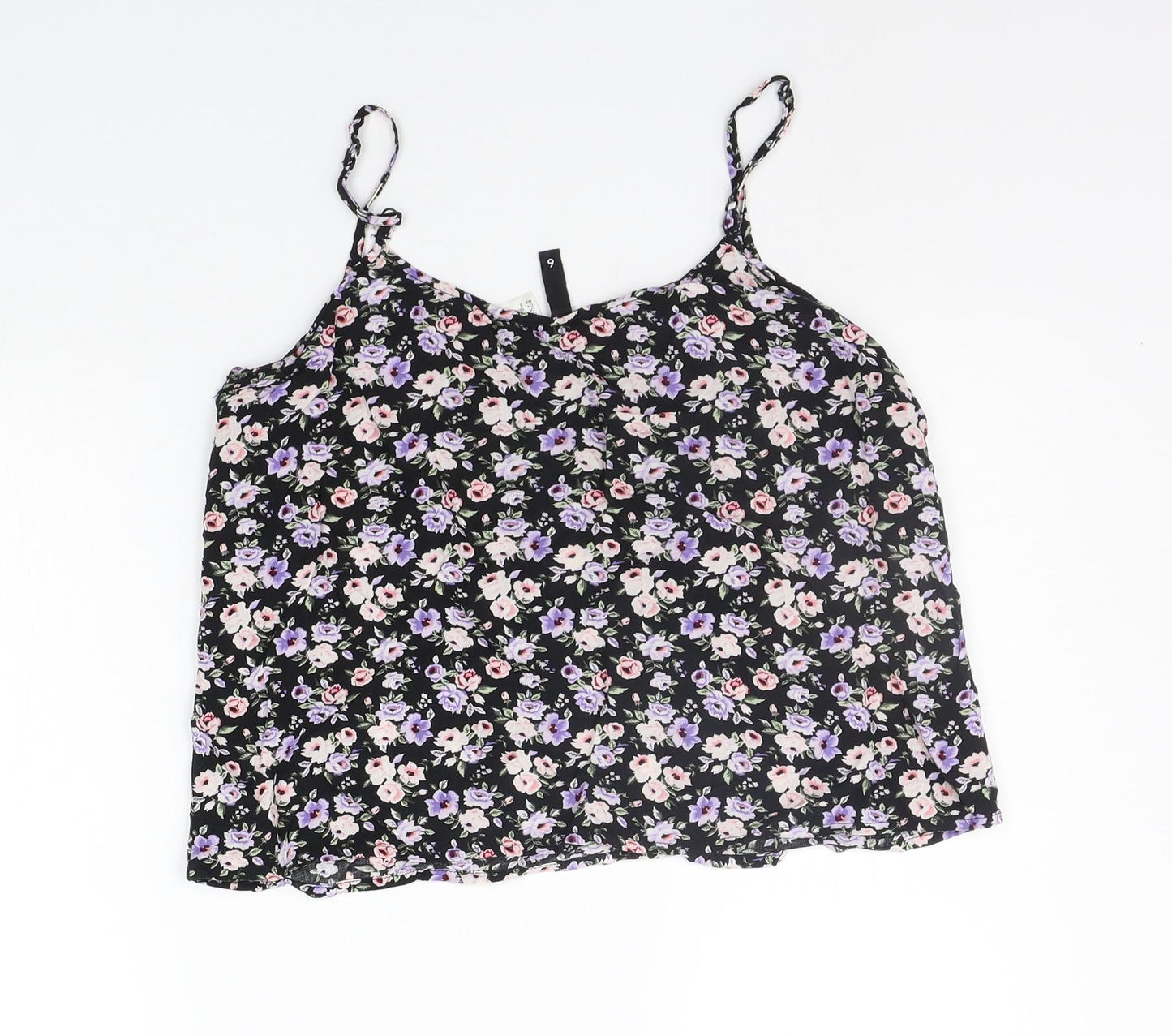 Divided by H&M Womens Black Floral  Basic Tank Size 6