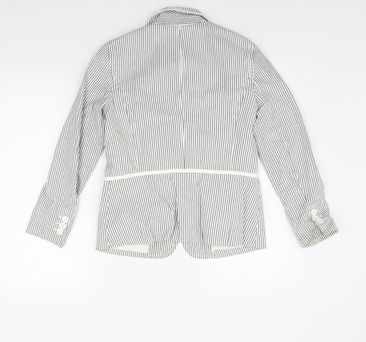 liz calborne Womens White Striped  Jacket Blazer Size 8