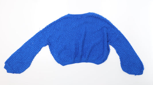 Primark Womens Blue  Knit Pullover Sweatshirt Size 12  - cropped