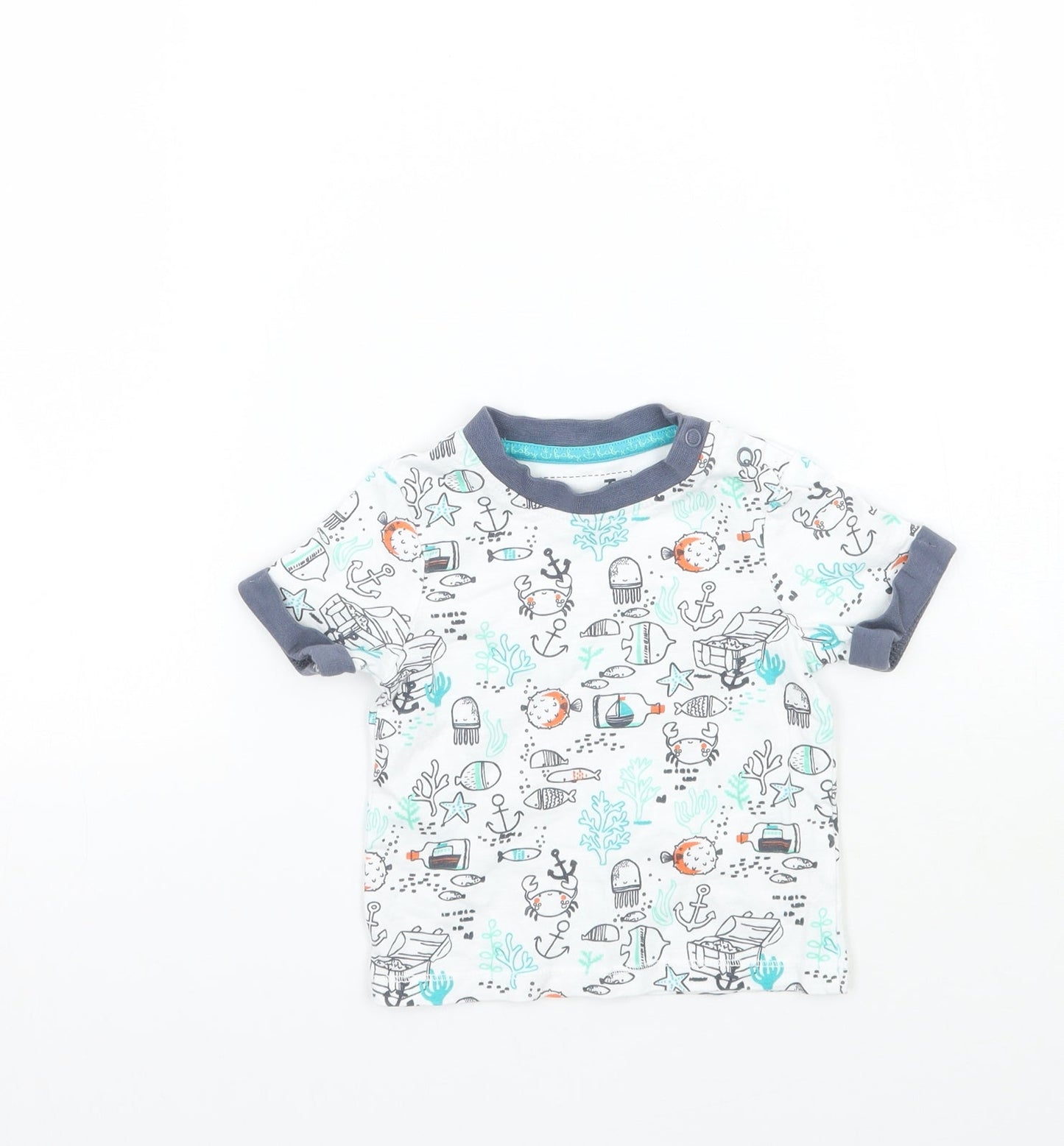 TU Baby White Geometric  Basic T-Shirt Size 3-6 Months