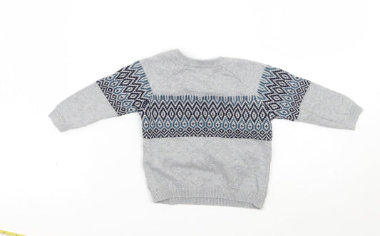 TU Baby Grey Geometric  Pullover Jumper Size 3-6 Months