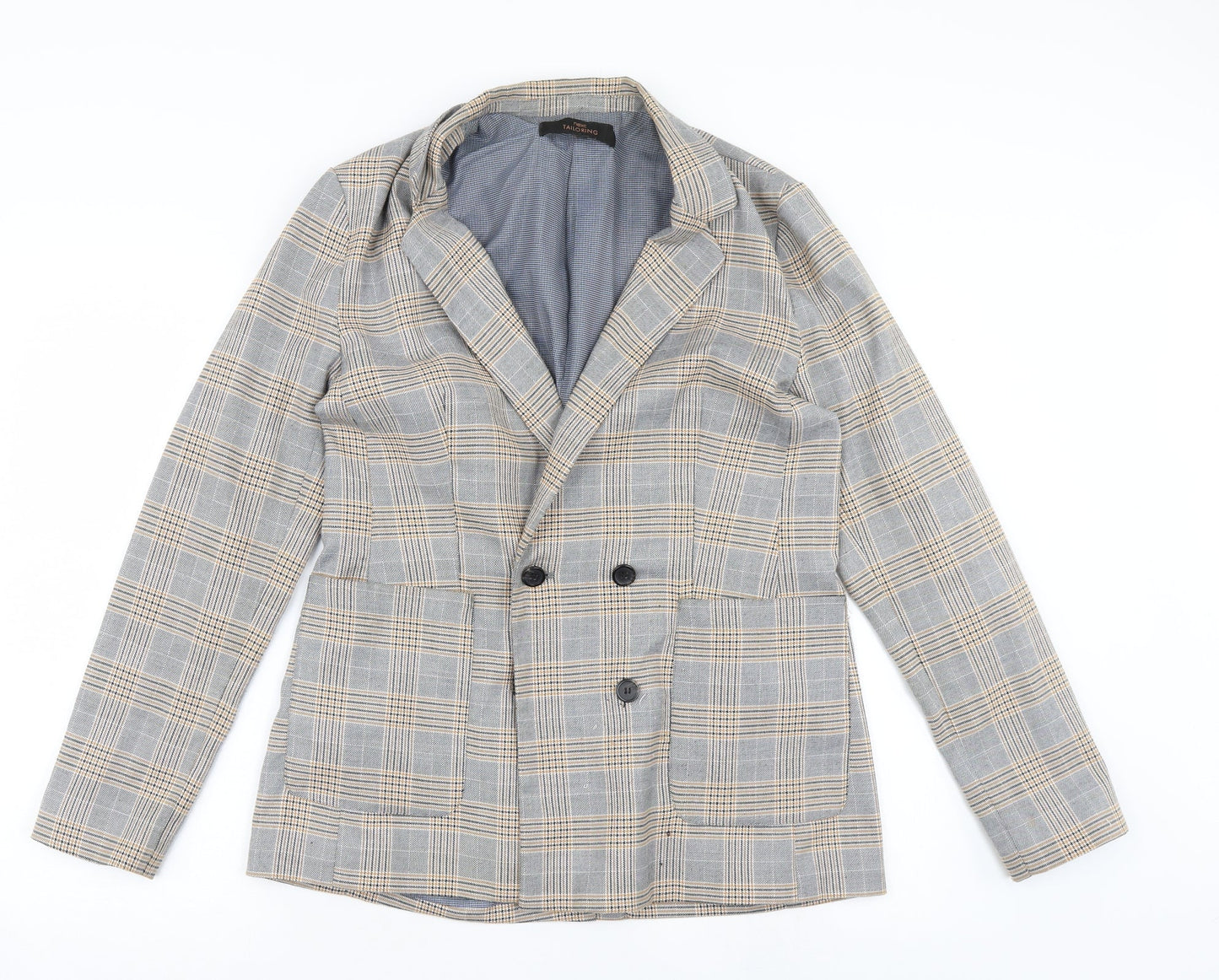 NEXT Womens Beige Plaid  Jacket Coat Size 14