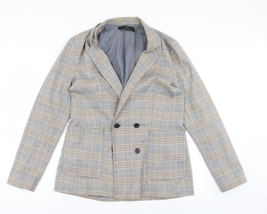 NEXT Womens Beige Plaid  Jacket Coat Size 14
